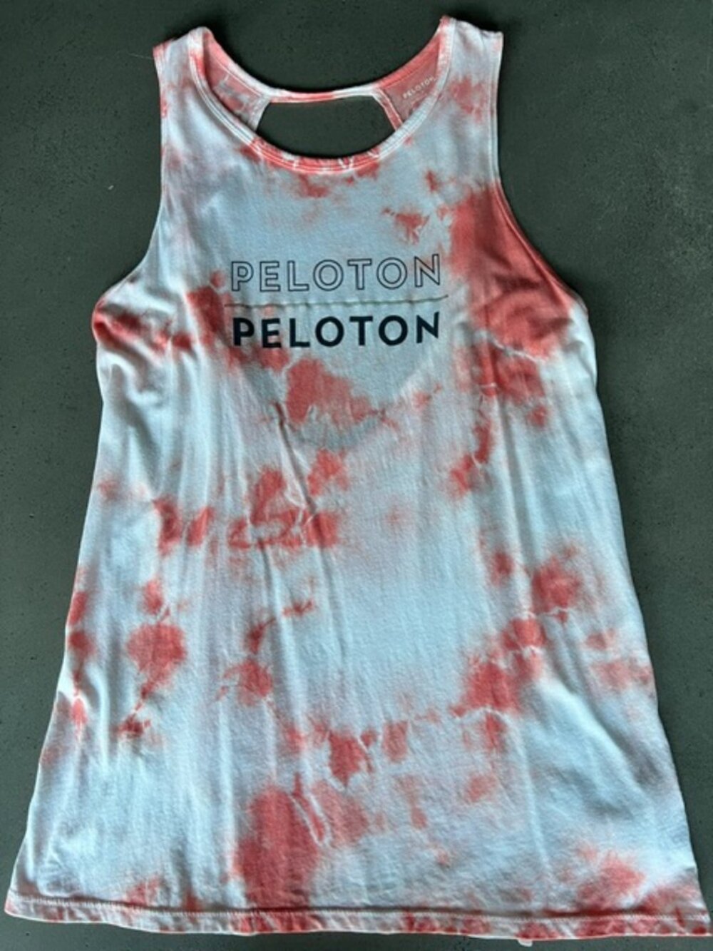 Peloton Tie Dye Open Back Workout Tank Top Pink/White- Size Large